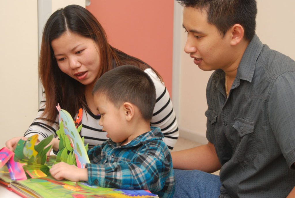 Reading a book family